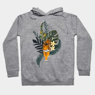 Colorful Tiger Art With Tropical Leaves Hoodie